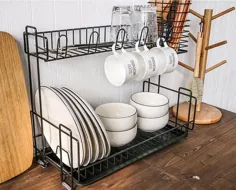 رک خشک کن ظرفشویی - آشپزخانه آشپزخانه - قفسه فولادی ضد زنگ 2 ردیف - ذخیره سازنده پیشخوان - آشپز