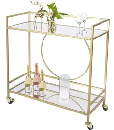 مارک آمازون - Umi Gold Drinks آشپزخانه واگن برقی چرخ چرخ دار با قفسه های آینه ای برای خانه ، اتاق نشیمن