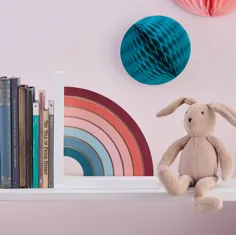 کتاب رنگین کمان برای اتاق کودکان - هدیه دکوراسیون مهد کودک نقاشی دستی برای یک دختر بچه جدید - هدیه کتاب حاضر