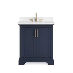 Paxton 31 in. Navy Vanity with Top Engineered
