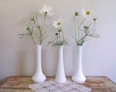 گلدان های گلدان شیشه ای شیر توسط مجموعه شیشه های Hoosier مجموعه 3 |  اتسی