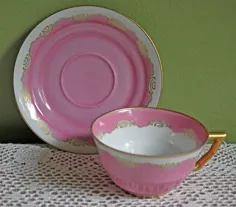 سرویس چای لانگنتال.  کاسه ظروف و نعلبکی ساخته شده در |  اتسی