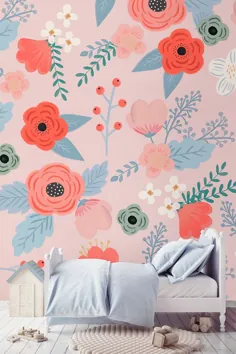 نقاشی دیواری کاغذ دیواری گل یاس |  هوویا