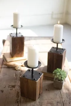 مجموعه نگهدارنده شمع چوبی بازیافتی کالالو