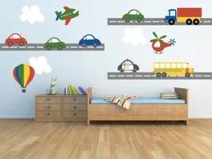 کامیون حمل و نقل قطار حمل و نقل هواپیما دیواری اتومبیل دیوار کودک کودکان |  اتسی