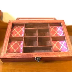 جعبه جواهر ، جعبه چوبی ، جعبه چوبی دخترانه ، جعبه جواهرات بچه ها ، جعبه جواهرات ، صفحه نمایش چوبی