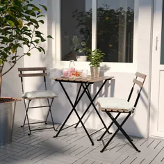 میز TÄRNÖ + 2 صندلی ، فضای آزاد ، اقاقیای مشکی ، رنگ آمیزی شده قهوه ای روشن از استیل آغشته - IKEA