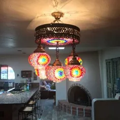 چراغ موزاییک قابل تنظیم چند رنگ ، لامپ ترکی مراکشی ، فانوس مراکشی ، چراغ کف موزاییک ، چراغ طبقه کنار تخت ، چراغ طبقه مدرن 61 "H