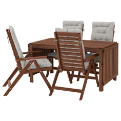 ÖPPLARÖ میز + 4 صندلی خوابیده ، در فضای باز ، رنگ آمیزی قهوه ای ، خاکستری کوددارا - IKEA