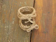حلقه های دستمال طنابی مجموعه 4 تم ساحل عروسی روستایی |  اتسی