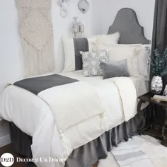 دامن تخت خواب مخملی خاکستری و بسته سرپیچ