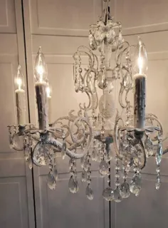 لوستر آنتیک Vintage Crystal Ornate Shabby Chic Handpainted Wedding Rustic Glamour REWIRED سفارشی "GRANDE PRINCESS" 8-light