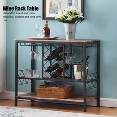 Tavolo portabottiglie con supporto in vetro، mobile bar vintage con portaoggetti، espositore per organizer per la conservazione del vino