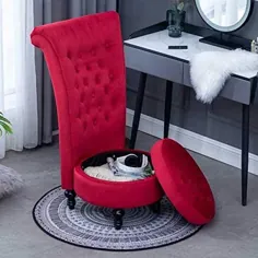 صندلی بدون لهجه ، صندلی بدون تخت صندلی مخملی مخزن دار برای اتاق خواب اتاق نشیمن میز صندلی پاهای چوبی (قرمز)
