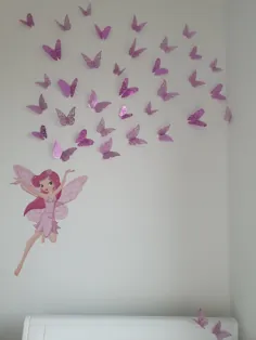decalmile Pink Fairy Girls Decals عکس پروانه ای برچسب های دیواری لایه بردار و استیک قابل جدا شدن دیوار وینیل دیوار برای دختران اتاق کودکستان مهد کودک اتاق خواب