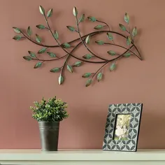 Stratton Home Décor Patina Blowing Leaves 29 "X 17" Metal Wall Art Green