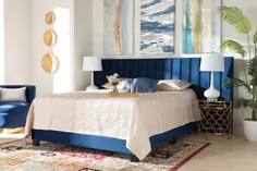 تختخواب پارچه ای تودل سایز دار پارچه ای مخملی Fiorenza Glam و Blue Navy Blue Luxe