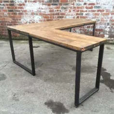 میز گوشه چوبی اصلاح شده فولادی Oldman