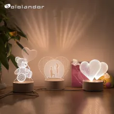 عاشقانه عاشقانه 3D لامپ قلب شکل بادکنک اکریلیک LED چراغ میز تزئینی چراغ میز ولنتاین ...