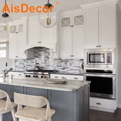 کابینت آشپزخانه سفید شاکر نقاشی بلوط جامد کلاسیک Hampton