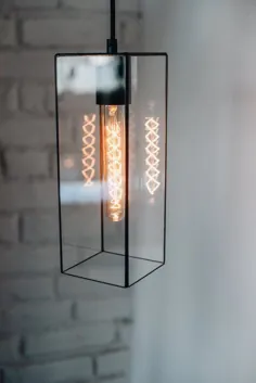 لامپ آویز هندسی / لامپ آویز شیشه ای / هندسی |  اتسی