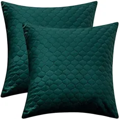 ست Rythome از 2 طرح تزئینی بالش ، روکش کوسن راحت لحافی برای کاناپه و تختخواب - 18 "x18" ، زمرد سبز