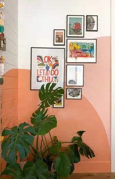 دیوار گالری رنگارنگ با نقاشی دیواری گرم و غروب خورشید |  پل های بانیان