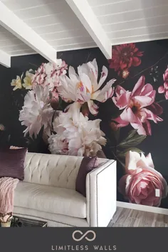 نقاشی دیواری سفارشی گل |  کاغذ دیواری را پوست کنده و بچسبانید |  کاغذ دیواری گل