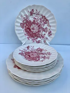 Vintage Royal Doulton Red Floral The Kirkwood 12 Piece |  اتسی