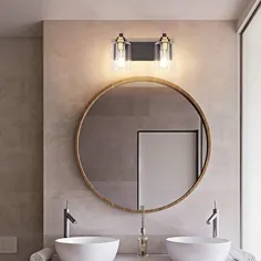 SOLFART Black Vintage Bathroom Vanity Light Fixtures with Modern Glass Globe Shade Bronze Met ...