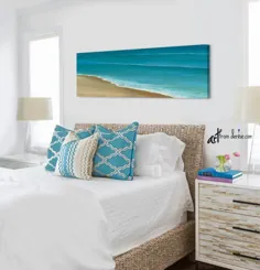 نقاشی اقیانوس ساحلی نقاشی دیواری بوم پانوراما ، تصاویر اتاق نشیمن ساحلی ساحلی آبی ، تزئین دیوار اتاق ناهارخوری ، هنر بالای تخت