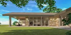 طرح 44152TD: طرح مدرن خانه مزرعه با زندگی در فضای باز و داخلی