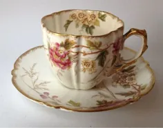 Aynsley Antique English Tea Cup & Saucer 169873 Flowers Flowers |  چای زمان |  لیوان چای ، لیوان چای چین ، بشقاب فنجان چای