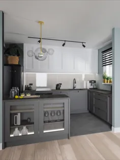 آشپزخانه خاکستری و سفید