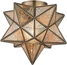Elk Lighting 1145-003 Moravian Star 1-Light Flush Mount در طلا ، عطارد عتیقه