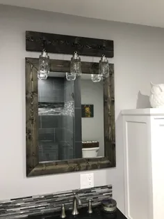 آینه EBONY آینه چوبی قاب آینه روستایی حمام آینه چوبی |  اتسی