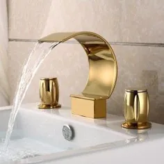 شیر آب ظرفشویی حمام 2 دسته ای آبشار مدرن Mooni در برنج جامد طلا