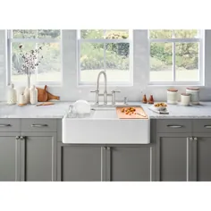 سینک ظرفشویی آشپزخانه ظرف دار Blanco PROFINA 36 in. ظرفشویی آشپزخانه یک کاسه با تخته برش چوب راش در سفید-523026 - انبار خانه