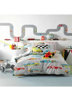 اتومبیل و کامیون ، اتاق خواب با موضوع حمل و نقل.  لحاف کودک نوپا و تک نفره و لوازم جانبی اتاق خواب کودکان.