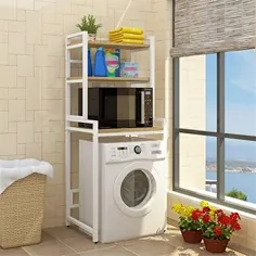 قفسه حمام قفسه ای Bjzxz به صورت ایستاده و آزاد بر روی ماشین لباسشویی قفسه ذخیره سازی قفسه لوله مربع ضخیم داخلی و خارجی (رنگ: سفید ، اندازه: 70 60 60 190 190 سانتی متر)