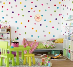 برچسب های دیواری Polka Dot 110x مجموعه رنگ وینیل Rainbow قابل جابجایی |  اتسی