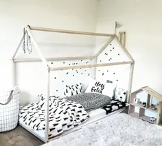 تخت کودک نوپا تخت خواب شکل تختخواب سفارشی تخت خانه چوبی کودکستان |  اتسی