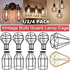 نگهدارنده چراغ فلزی محافظ 1-4Pack Vintage Cage دارنده چراغ روشنایی آویز DIY اتاق خواب چراغ دیواری چراغ دیواری |  آرزو کردن
