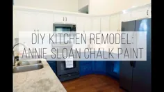 بازسازی کابینت آشپزخانه DIY با رنگ گچی آنی اسلون |  آبی ناپلئونی و سفید سفید