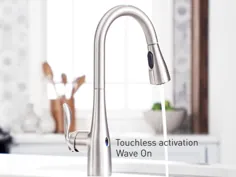 شیر آشپزخانه سمپاش کشنده و دسته دار MOEN Essie Touchless 1 Handle with MotionSense Wave and Power Clean in Spot Resist Stainless-87014EWSRS - The Home Depot