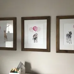 دکور کودکستان حیوانات هنری کودک دیوار صورتی و خاکستری |  اتسی