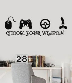 Joystick Gamer Vinyl Wall Decal Quote Game Video Play Room eSports Stickers Unique Gift (ig3216)