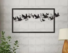 هنر دیوار فلزی ، پرندگان پرواز ، هنر مینیمالیستی دیوار ، دیوار آویز اتاق نشیمن ، آویز دیوار کار ، هنر فلز سیاه ، پرندگان فلزی ، پرندگان سیاه