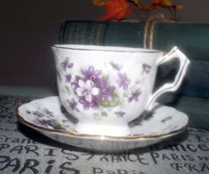 مجموعه چای سفید Vintage (دهه 1960) جان آینسلی ویولت ساخت انگلیس.