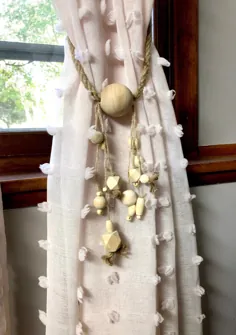 پرده کراواتی چوبی پشتی تزئینات گل خانه دار تزئینی Boho |  اتسی